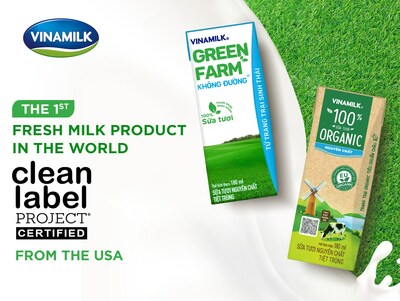 Vinamilk Green Farm and Vinamilk Organic have been awarded the prestigious Clean Label Project (CLP) certification from the U.S. (PRNewsfoto/Vinamilk)