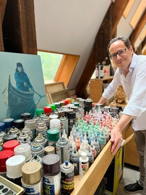 Franois Chartier in Jean Paul Riopelle's studio in the Laurentians. Photo:  Courtesy of Chartier World LAB (CNW Group/Muse national des beaux-arts du Qubec)