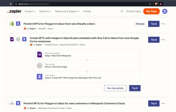 Google Forms, Open AI and idexo Zap Template From idexo integration page on Zapier.com.