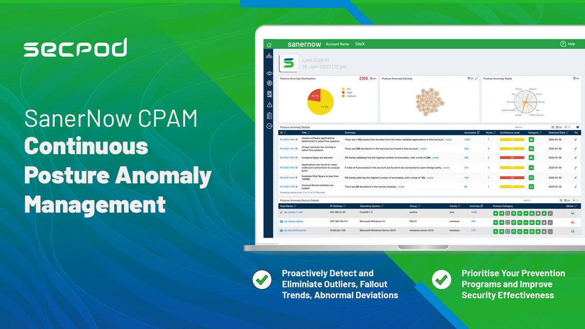 SecPod introduces the 'SanerNow Continuous Posture Anomaly Management (CPAM)' product, a revolutionary new invention for managing IT attack surfaces - Vimarsana News