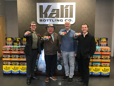 Celebrating the introduction of 5-hour ENERGY® beverage in Arizona are “the good guys” at Kalil (left to right), Nick Kalil, John Kalil, Sr., 5-hour ENERGY Vice President Charles Cendric, and John Kalil, Jr. (Photo by Kalil Distributing).