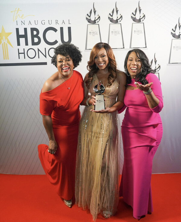 HBCU Honors show creators from left to right Jessica Garrett Modkins and Michelle Bailey grab a photo with host Wendy Raquel Robinson (center) back stage at the Inaugural HBCU Honors Awards show filmed in Miami's Overtown at the Historic Lyric Theatre. HBCU Honors is the first show dedicated to honor the works of HBCU Graduates.