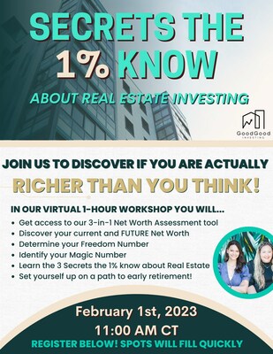 Through their one hour, free virtual workshop on February 1st at 11:00 am Central Time, managing partners and co-founders of GoodGood Investing, Rachel Grunn and Andrea Cwik, will demonstrate how to calculate and grow your net worth.