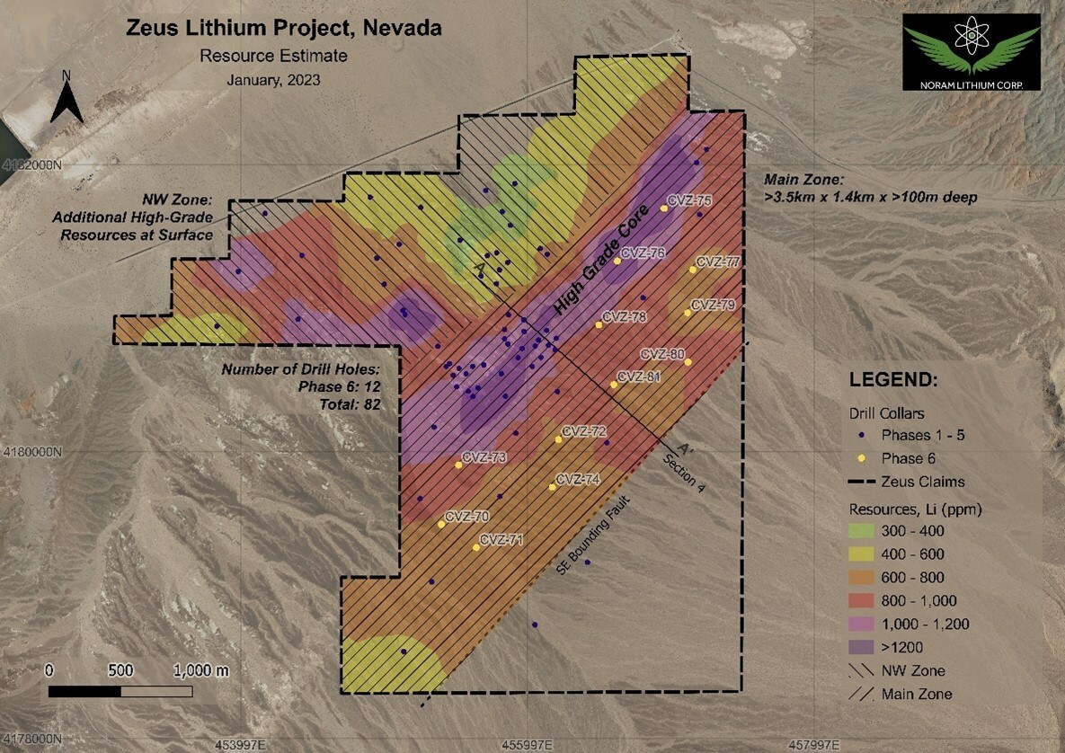 Figure 1 – Resource Model Plan View; colours represent Li grades as indicated on the right. (CNW Group/CDN Maverick Capital Corp) Figure 1 – Resource Model Plan View; colours represent Li grades as indicated on the right. (CNW Group/CDN Maverick Capital Corp)