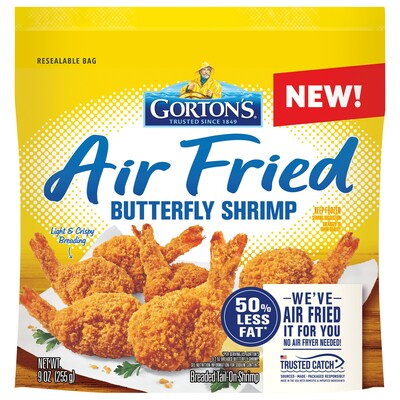 Made with tender butterfly shrimp and a light & crispy breading that won't weigh you down, as it's air fried with hot air, not oil.