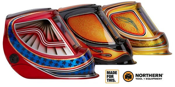 Vote for one of three Dave Perewitz custom-designed Klutch welding helmets in the Northern Tool + Equipment Sweepstakes