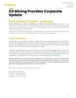 O3 Mining Provides Corporate Update
