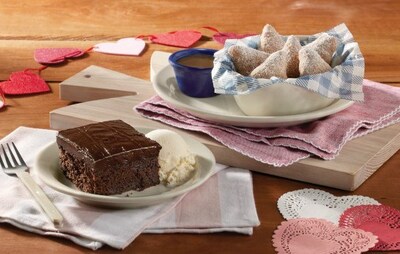 Celebrate with your special someone at Cracker Barrel this Valentine's Day and receive free dessert including Double Chocolate Fudge Coca-Cola Cake® or Biscuit Beignets with the purchase of two select entrees. Visit crackerbarrel.com for more details.