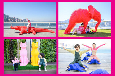 Visitors are welcome to interact with the vibrant animal sculptures in different photogenic spots