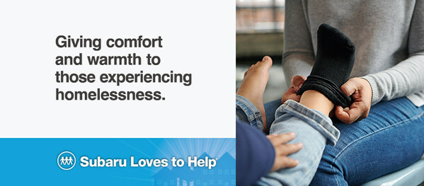 During Subaru Loves to Help this February, Subaru of America, Inc. and its retailers will donate over 500,000 pairs of new socks, 50,000 of which are youth socks, and 100,000 warm blankets for adults and children experiencing homelessness.