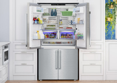 Beko refrigerators with HarvestFresh™ utilize a three-color light system that simulates the 24-hour natural sun cycle to preserve essential vitamins and minerals in fresh vegetables for longer.
