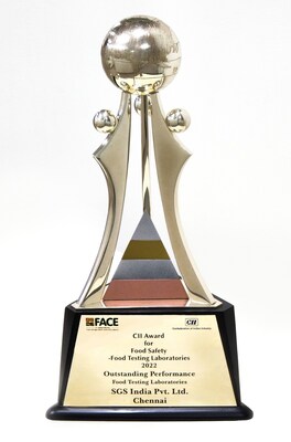 Trophy received by SGS India laboratory in Chennai