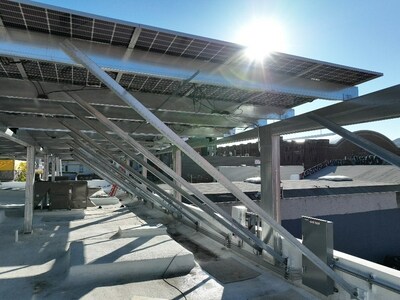 Rooftop solar canopy side view