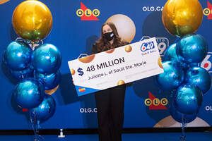 SAULT STE. MARIE RESIDENT WINS $48 MILLION LOTTO 6/49 GOLD BALL JACKPOT WITH FIRST TICKET EVER PURCHASED