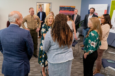 The First Lady of the United States Dr. Jill Biden visits The Steven A. Cohen Military Family Clinic at VVSD, Oceanside in Oceanside, California on February 4, 2023.