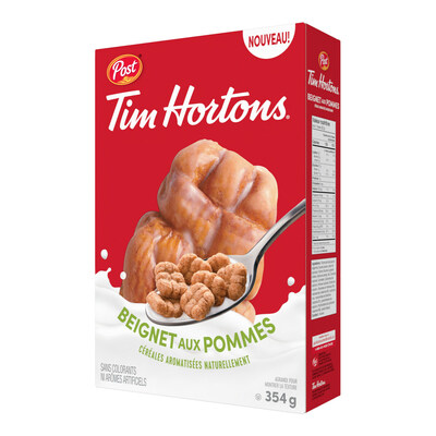 LES CÉRÉALES À SAVEUR DE BEIGNET AUX POMMES DE POST ET TIM HORTONS, BIENTÔT DANS UN BOL PRÈS DE CHEZ VOUS