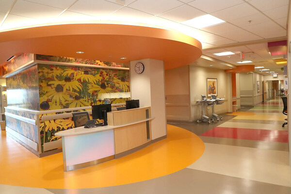 A nurses’ station on the newly-opened 10th floor of Phoenix Children’s Hospital – Thomas Campus