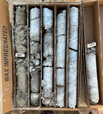 Figure 1 - Core taken from JP22-1. Reaching this sand-conglomerate zone was a high priority for the program as it should contain the greatest porosity within the basin aquifer and serve as a pumpable zone into which the fluids above can drain. Per the Preliminary Economic Assessment (PEA) completed by Pure Energy Minerals for their Clayton Valley project, a sand-conglomerate zone was identified in their project to contain a large volume of brine with superior grades of lithium. (CNW Group/Usha Resources Ltd.)