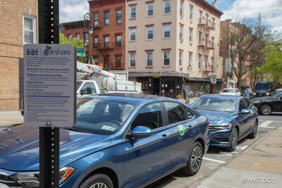 Zipcar expands on-street car-sharing locations in February 2023 after successful five-year pilot with New York City Department of Transportation. Photo courtesy of NYC DOT.