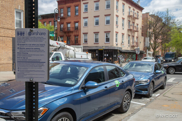 Zipcar expands on-street car-sharing locations in February 2023 after successful five-year pilot with New York City Department of Transportation. Photo courtesy of NYC DOT.