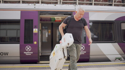 Heathrow Express marks its 25th anniversary with a new short film series, The Luggage Diaries, celebrating passengers' precious and unique cargo. The films reveal the stories behind a cellist, horologist and surfer's travels on the train service, which transports 11 million cases to and from Heathrow every year. (PRNewsfoto/Heathrow Express)
