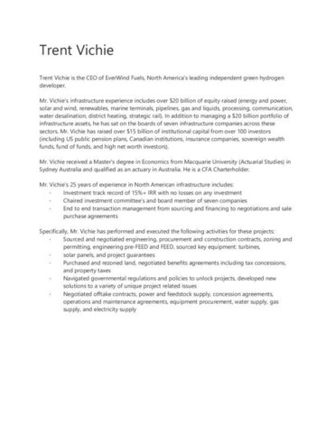 Trent Vichie Bio (CNW Group/EverWind Fuels Company)