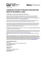CANADIAN UTILITIES TO RELEASE YEAR END 2022 RESULTS ON MARCH 2, 2023