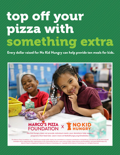 The Marco's Pizza Foundation teams up with No Kid Hungry to combat child hunger and poverty in the United States.