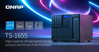 Le système de stockage hybride TS-1655 2,5GbE de QNAP comprend un processeur Intel 8 cœurs avec la technologie Intel QuickAssist, idéal pour le partage de fichiers entre équipes, la collaboration, la sauvegarde/restauration et la virtualisation.