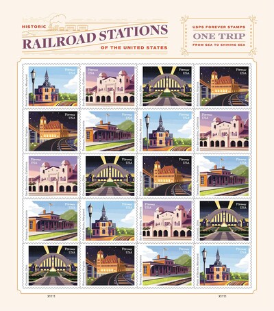 U.S. Postal Service Honors the Spirit of Train Travel with New Railroad Station Stamps