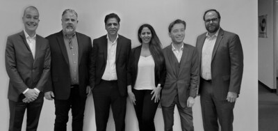 (from left to right) François Boulet, Founding Partner, HR Path Wim de Smet, Partner and Head of US Operations, HR Path Group Pramod Aggarwal, owner, Terra Information Group Mamta Aggarwal, CEO, Terra Information Group Cyril Courtin, Founding Partner, HR Path Bryant Bateman, US Partner, HR Path