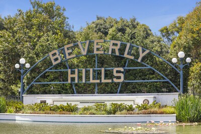 Beverly Hills Sign & Lily Pond