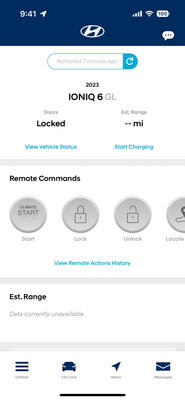 Screengrab of Hyundai Bluelink on a mobile phone.
