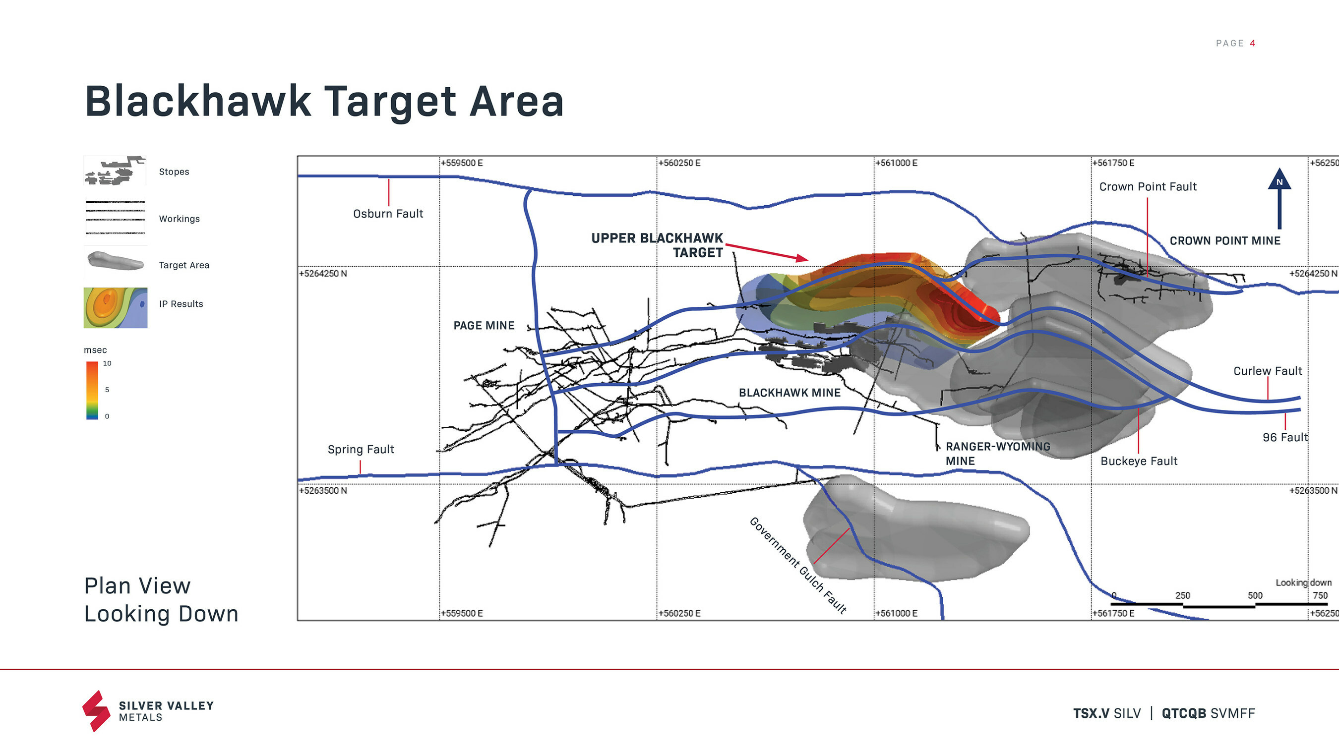 Silver Valley Metals' Ranger-Page project, Blackhawk mine exploration target area. located in the Silver Valley of north Idaho. New drill target areas including the Upper and Lower Blackhawk Mine targets. Recent geophysical IP and surface geochemical exploration activities conducted at the Blackhawk Mine target highlighted areas in which elevated chargeability and resistivity anomalies were identified, consistent with elevated metals values evident in surface geochemical results. (CNW Group/Silver Valley Metals Corp.) Silver Valley Metals' Ranger-Page project, Blackhawk mine exploration target area. located in the Silver Valley of north Idaho. New drill target areas including the Upper and Lower Blackhawk Mine targets. Recent geophysical IP and surface geochemical exploration activities conducted at the Blackhawk Mine target highlighted areas in which elevated chargeability and resistivity anomalies were identified, consistent with elevated metals values evident in surface geochemical results. (CNW Group/Silver Valley Metals Corp.)