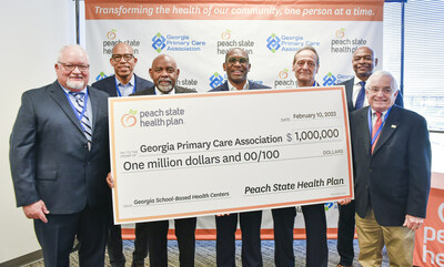 Peach State Health Plan and the Centene Charitable Foundation announced a <money>$1 million</money> donation to expand operations of Georgia school-based health centers. Leaders who attended the announcement included R.B. Tucker, Georgia Primary Care Association Board President & Chief Executive Officer; Dr. James Richardson, Peach State Health Plan Chief Medical Director; Dr. Michael Brooks, MD, MBA, Family Health Centers of Georgia President & Chief Executive Officer; Wade A. Rakes, Peach State Health Plan President & Chief Executive Officer; Duane Kavka, Georgia Primary Care Association Executive Director; Urcel Fields, Peach State Health Plan Chief Operating Officer; and Steven Miracle, Georgia Primary Care Association Committee Chair & Georgia Mountains Health Medical Group Chief Executive Officer.