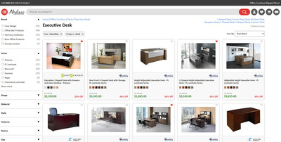 Screenshot of search results for Executive Desk where the end user has selected three desks as favorites.