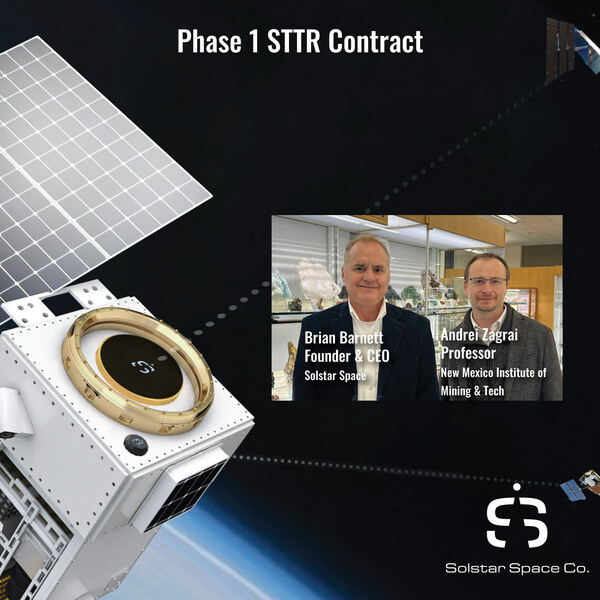 Solstar Space Awarded Phase I STTR Contract - Solstar Space CEO, Brian Barnett, and New Mexico Institute of Mining and Technology Professor, Dr. Andrei Zagrai collaborate on space-based communications initiative.