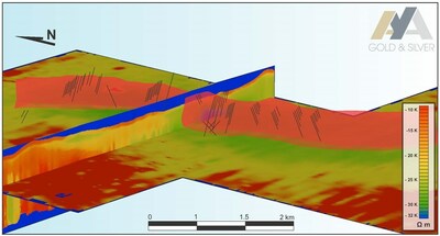 Figure 3 – Interpreted 3D Conductor (Main Trend) from VTEM Data (CNW Group/Aya Gold & Silver Inc)