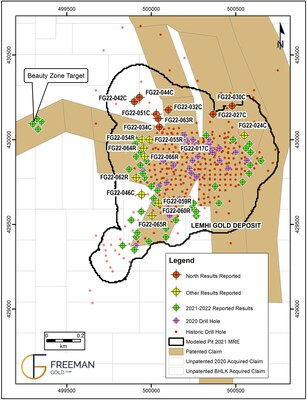 Figure 1.  Lemhi 2021-22 Drilling – Final Drill Results (CNW Group/Freeman Gold Corp.)