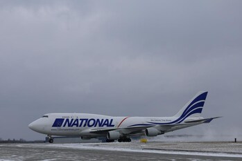 National Airlines B747-400F Aircraft Landing in Poland with Aid Material