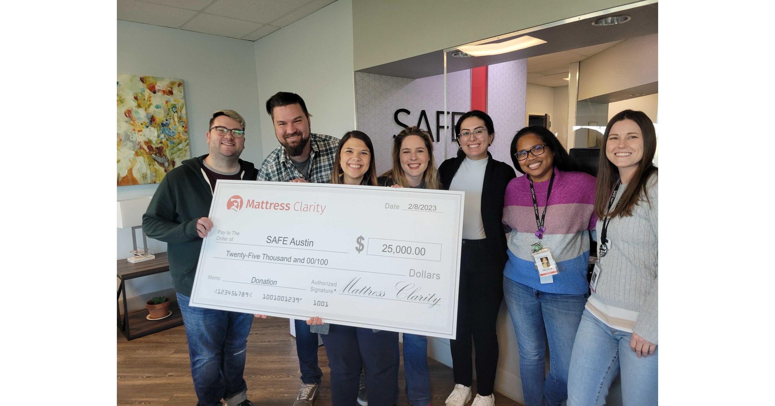 Mattress Clarity donates 25,000 to The SAFE Alliance to Provide Safe