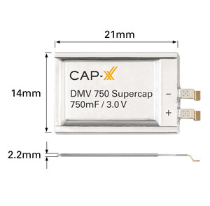 CAP-XX launches ultra-thin 3V, 750mF prismatic supercapacitor for space-constrained IoT and batteryless devices