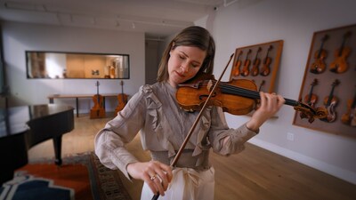 Violinist Lisa Batiashvili plays the 'Baltic', a nearly 300 year-old violin by Giuseppe Guarneri del Gesù, to be offered at auction March 15-16 at Tarisio New York.