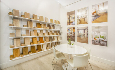 New sample room that serves as a library of color and wood selections.