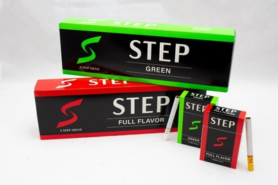 STEP Cigarettes will launch with two variants Green 'Menthol' (Top) and Full Flavor (Bottom)