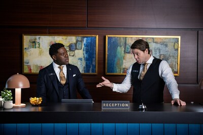 Comedians and actors Sam Richardson and Ike Barinholtz star as hotel super fan staff in new NBA ads from Hotels.com.