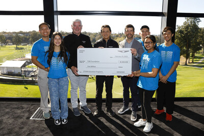 (left to right) Mike McKee, chairman of the TGR Foundation Board of Governors, José Muñoz, president and ceo, Genesis Motor North America, John Guastaferro, executive director, Genesis Inspiration Foundation in Pacific Palisades, Calif. on February 15, 2023 (Photo/Genesis).