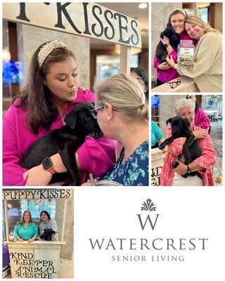 A sweet, black lab-mix puppy named "Eel" offers puppy kisses to the residents and associates of Watercrest Myrtle Beach Assisted Living and Memory Care to raise money for Kind Keeper Animal Rescue.  Watercrest Myrtle Beach is accepting donations throughout February for the adoptable pets such as Eel at Kind Keeper Animal Rescue.
