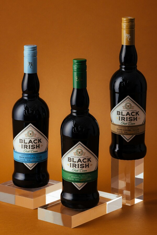 Black Irish Cream Liqueur, available in three flavors: Original, Salted Caramel and White Chocolate