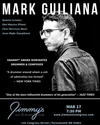 GRAMMY® Award Nominated Drummer & Composer MARK GUILIANA and his Acclaimed Quartet perform at Jimmy's Jazz & Blues Club on Friday March 17 at 7:30 P.M. Tickets available at Ticketmaster.com and www.jimmysoncongress.com